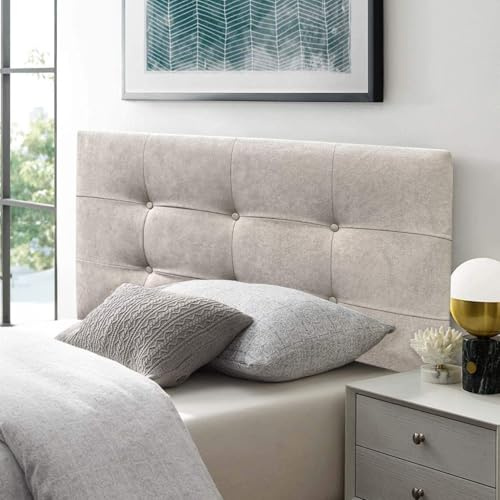 DecorQUALITY Cabeceros de Cama Button Deluxe Cabezal tapizado en Tejido Antimanchas Cabecero Acolchado Premium para Cama Dormitorio Beige 150 * 70 CM