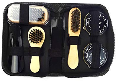 Aumotop Shoe Shine Care Kit Svarta och Neutrala Poleringsborstar för Stövlar Skor Sneakers Style 1, Portabelt Lätt Skokrämset för Resor och Hem, Bra Present Till Fars Dag eller Födelsedag,