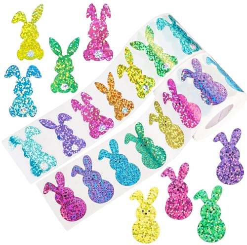 Osterhasen Aufkleber,1000Stück Ostern Aufkleber Osterhasen Sticker Rolle Osteraufkleber Ostereier Aufkleber Ostern Deko Kaninchen Ostersticker DIY Scrapbooking GeschenkSticker Umschläge Backetikett