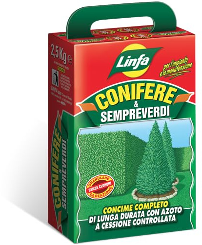 Concime Completo per Conifere e Sempreverdi, Lunga Durata con Azoto a Cessione Controllata, Micro Granuli, 2,5 kg