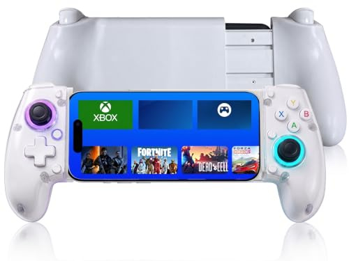 Phone Controller for iPhone 17/16/15/Android/PC/Switch, Wireless Mobile Gaming Controller with 8-Color RGB Lighting, Turbo, Bluetooth Gamepad Joystick Remote Play for PS5/PS4/Xbox/PC, Cloud Gaming