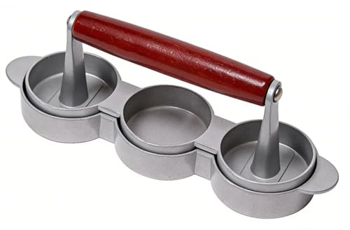 SIXRUN Mini Presse à Hamburgers en Aluminium Efficace, Petit Fabricant de Galettes de Viande pour Hamburgers, Pique-Nique Camping, Outil de Cuisine Portable Léger (3 emplacements)
