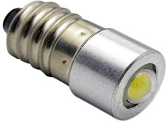 Ruiandsion 2pcs Conversion/Upgrade E10 LED Bulb Flashlight Torch Headlamp 1W 3-18v - White,Negative Earth
