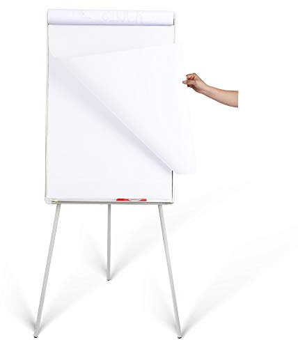 DexBoard Whiteboard Easel 36 x 24 Height Adjustable, Magnetic Dry Erase Board with Tripod Stand, Portable Presentation Easel Includes Flip Chart Paper Pad (25 Sheets), Magnets & Eraser