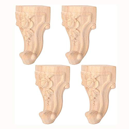 Wifehelper 4 stücke Kabinett Beine Geschnitzte Tisch Fuß Möbel Bein Sofa Füße Europäischen Stil Holzschnitzerei Ecke Applique Wohnmöbel Decor (12 x 6cm)