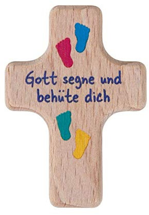 Christliche Geschenkideen Handschmeichler Holz 6cm / Holzkreuz Kreuz Gott behüte dich/mit Geschenkkarte