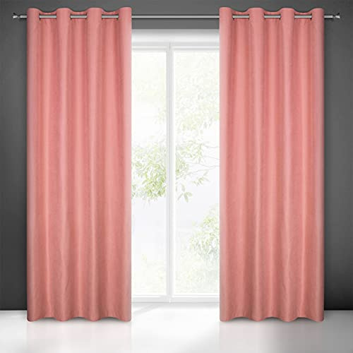 Eurofirany Adelaide - Tenda in morbido tessuto, 140 x 250 cm, con occhielli rosa