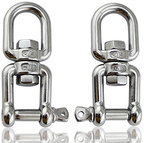 Basetousual 2 Stück Edelstahl Drehwirbel, Drehring aus Edelstahl 304, Drehbares Drehwirbel, M8, für Hängesessel, Sandsack, Industrie, Reisen, Angeln, Bergsteigerwerkzeuge