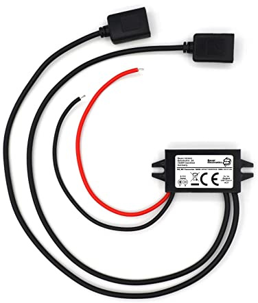 Bauer Electronics Spannungs-wandler DC-DC 12V auf 5V, Dual USB 3A 15W | Auch für 18V-, 20V- und 24V-Systeme DC-DC-Einbau-Steckdose mit zwei USB-Anschlüssen und stabilisiertem 5V-Ausgang