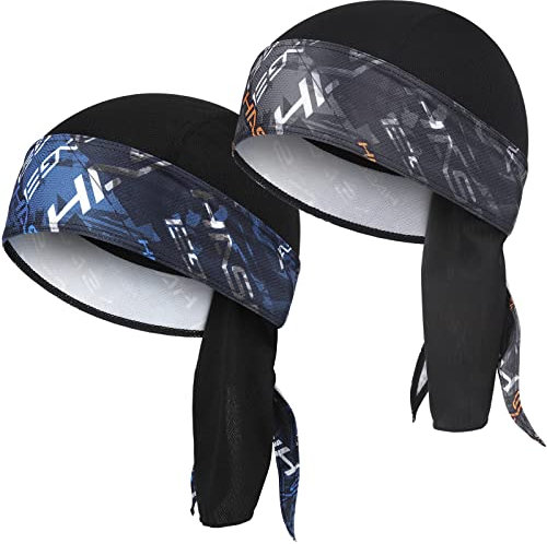 HASAGEI Bandana para hombre y mujer, transpirable, bandana deportiva, gorro para correr, de secado rápido, pañuelo debajo del casco de bicicleta, gorro de verano, Azul y naranja., Talla única