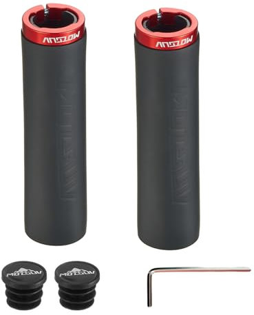 Uleeso Fahrradgriffe, Ergonomisch Fahrrad Griffe, Verriegelbare Silikon Lenkergriffe Grips mit einzelner Klemme, für 22,2 mm Fahrrad, Mountainbike, MTB, BXM, Rennrad Lenker Griffe (Rot)