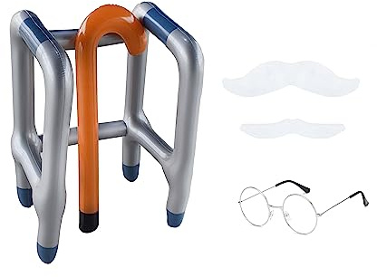 5 Stück Aufblasbare Gehstöcke für Erwachsene, Ständer, Armlehne, aufblasbar, Schnurrbart, Brille, Dress Up Prop, Zubehör, Witz, Geschenke, Dress Up Party Props für Geburtstagsfeier