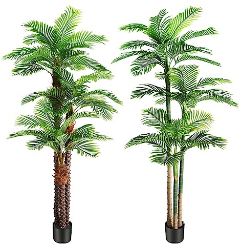 Keeplush 8.5ft Artificial Golden Cane Palm Tree and 8.5ft Tall Fake Palm Tree