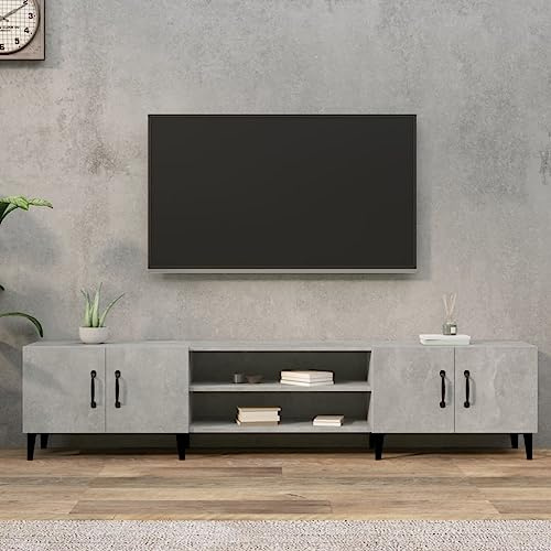 Tavolino Porta TV mobile tv soggiorno mobiletto tv Mobile Porta TV Grigio Cemento 180x31,5x40 cm Legno Multistrato per Soggiorno, Camera da Letto
