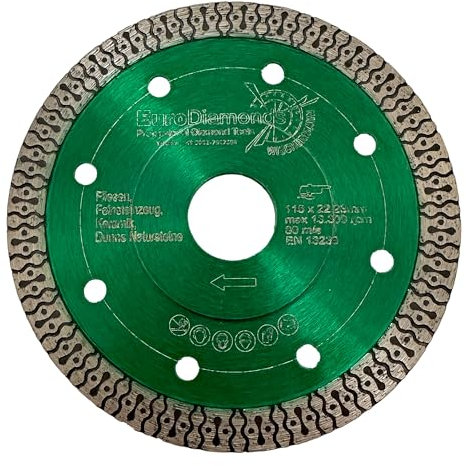 EDW Premium Diamant-Trennscheibe Fliese Feinsteinzeug 115 mm x 22,2mm Profi Fliesenscheibe für Winkelschleifer