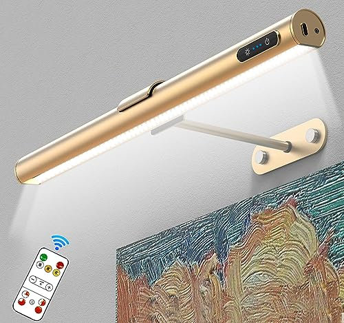 GOVSSING Picture Lights for Wall - 4000mAh Battery Operated Wall Lights with Remote, 3 Color Temps & Brightness Adjustable, 15.7” Rechargeable Wall Light, Memory & Timer Functions USB-C