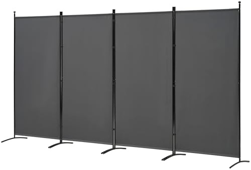 Spurgehom 4 Panel Room Dividers Folding Privacy Screen, Freestanding Fabric Partition Portable Room Partition Wall Dividers for Home Office Room Restaurant, 136 W X 72 H (Grey)