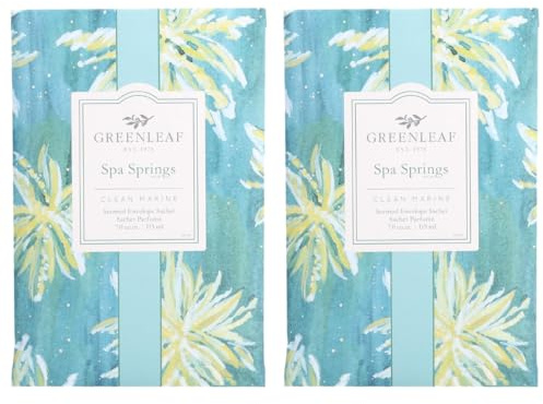 Greenleaf 2 pack of SPA SPRINGS - Fresh & Clean Scented Sachet Bag - of Aquatic, Citrus, Amber Musk - Drawer Fragrance Wardrobe Air Room Freshener for Living Room Bedroom Bathroom Laundry Basket