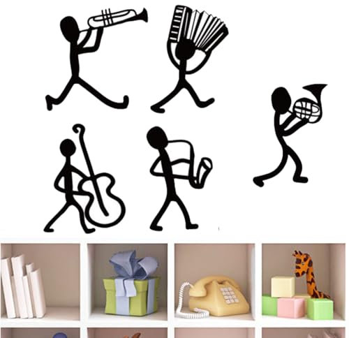 WKRTDY Conjunto de 5 adhesivos de pared para decorar habitaciones, salones y cocinas con vinilo removible para transformar tu hogar con notas de danza, impresiones de baterías y frases alegres