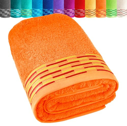 Lashuma Badetuch groß für Damen - Herren, Lugano XXL Sauna Handtuch Orange 100x200 cm