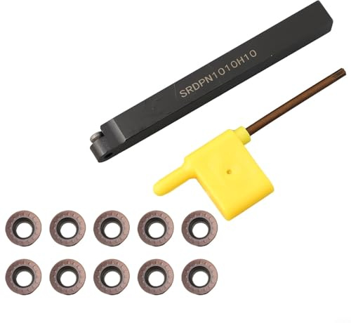 HpLive Portautensili per tornitura, 1 pezzo SRDPN1010H10 supporto per utensili da tornitura + 10 pezzi RPMT10T3MO + 1 chiave inglese, utensili per tornitura