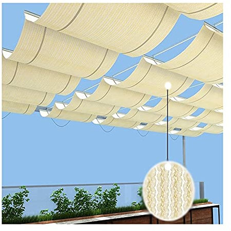 Retractable Shade Cover Set,Pergola Replacement Canopy Kits,Roof Wave Sun Sail,Breathable Sliding Wire Awning for Deck Garden Carport