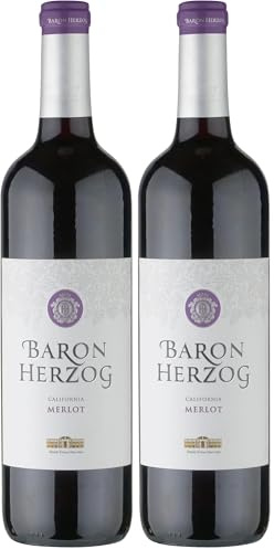 Baron Herzog Merlot | Aromas Of Red Cherries, Strawberry Jam And Spice, With A Rich Mouth Feel And Finish | 750ml (Pack of 2)