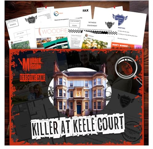 Killer At Keele Court - Murder Mission Unsolved Mystery Detective Game - Open Cryptic Case File - Dinner Parties Groups Couples or Solo Players