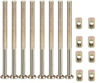 Lot de 8 écrous de meubles M6 x 100 mm en acier au carbone avec écrous à tête hexagonale pour chaises, meubles, lit