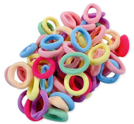 100Pcs Elastic Hair Ties - Candy Color Hair Bands, Small Seamless Ponytail Holder, Strong Elastic Hair Bobbles, No Damage Soft Hair Ties (Candy colours)