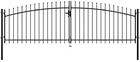 Willood Doppelflügel-Gartentor mit Speerspitzen 400 x 200cm Doppeltor Zauntor Gartenpforte Hoftor Flügeltor Gartentür Zauntür Tor Industrietor