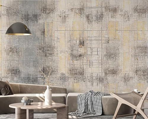 Papier Peint Intissé Gris Géométrique Poster Tableaux Muraux Tapisserie Photo Trompe L'Oeil Salon Chambre Art Mural 400Cm(L) X280Cm(H)