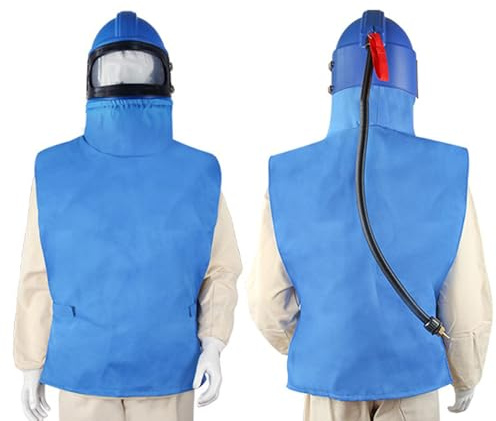 Casco para chorro de arenas Casco para chorro de arenas con alimentación de aire segura y protección para los hombros Protector de capucha para chorro de arenas