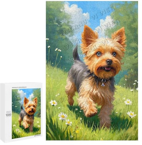 Wooden Jigsaw Puzzle 1000 Pieces for Yorkshire Terrier Dog Lovers, Perfect Family Activity for All Ages
