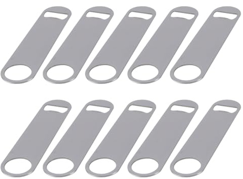 Enwye 10 apribottiglie da Bar Resistenti in Acciaio Inox, apribottiglie da Birra Piatti per casa, Pub, baristi, Regali Fai da Te (Argento, 17,7 x 4 cm)