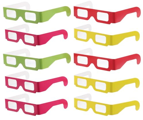 Toyvian 20pcs Occhiali di Cartone Prisma Occhiali per Feste Musicali Spettacoli di Luce Arcobaleno Diffrazione Effetti