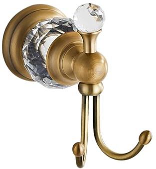 Leekayer Badezimmer Handtücher Haken, Doppelschicht Bademantel Wandhaken, Vintage Messing, Luxus Kristall, Schraubenbohrung Montage, Schlafzimmer Kleidung hängen, Kleider, Taschen, Mütze, Schal
