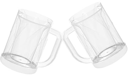 FUNNETOYU 2 Piezas Vasos de Congelación Doble Pared Vasos Reutilizables para Bebidas Frías Cervezas y Helado Diseño Transparente para Refresco Instantáneo Verano