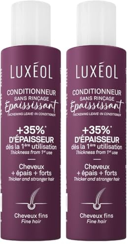 LUXÉOL - Conditionneur Épaississant Sans Rinçage - +35% D'Épaisseur Dès la 1ère Utilisation* - Efficacité Prouvée - à l'Algue Rouge, Protéine de Riz & Acide Hyaluronique - Fabriqué en France - 150 ml