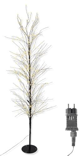 Gartenpirat LED-Baum 180 cm schwarz 1500 warmweiße LEDs Timer-Funktion Lichterbaum für Innen & Außen Dekobaum für Wohnzimmer Terrasse Garten
