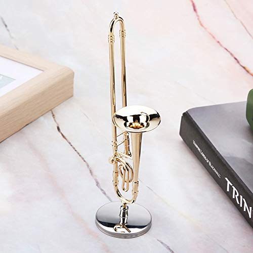 RiToEasysports Miniatur Trombone Replica Exquisites Golden Musica Modello di Musica con Supporto per la Decorazione Della Camera Strumento di Misura Ornamenti per e Musicisti