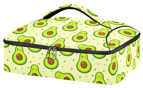 JUMBEAR Cute Avocado Insulated Casserole Carrier for Hot or Cold Food, Lasagna Holder Tote for Potluck Parties, Picnic, Beach, Fits 9x13 Baking Dish
