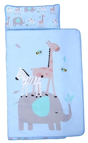 Tappetino per pisolino per bambini con cuscino, sacco a pelo portatile pieghevole da 49x20 pollici, comfort per animali dei cartoni animati, per la casa, la scuola materna, l'asilo nido