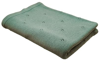 Blätterschming Merino Babydecke, 100% Wolle, Handgemacht, Nachhaltige Winterdecke für Neugeborene, Kuscheldecke, Geschenk zur Geburt & Taufe, Kinderwagendecke (Salbei)