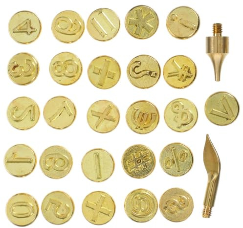 jojofuny Set 2 Pezzi Punte in Ottone per Pirografia con Numeri, Ferro da Marchiatura Legno per Incisione Fai da Te su Legno, Pelle e Carta, Kit Compatto per Artigianato Creativo