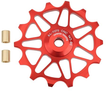VGOL cykelväxel jockeyhjul röd 14T keramisk remskiva kompatibel med Shimano kompatibel med SRAM