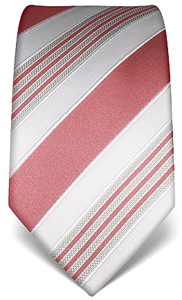 Vincenzo Boretti cravatta elegante classica da uomo, 8 cm x 15 cm, di pura seta di alta qualità, idrorepellente e antisporco, motivo a righe rosa antico