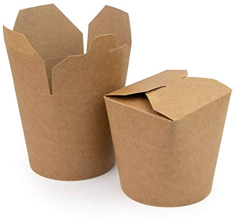 Extiff Miamex Lot de 50 boîtes marrons en carton 780ml - Récipient alimentaire jetable pour nourriture à emporter - Pasta Box pour nouilles/pâtes/plats cuisinés - Etanche - 100% recyclable