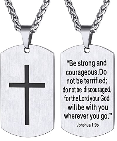 Supcare Herren Dog Tags Halskette Personalisiert Hundemarke Edelstahl Anhänger mit Gravur Militär Kruzifix Kette Religious Cross Necklace Men Erkennungsmarke Modeschmuck für Damen Männer