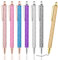 AUAUY Stylos à Bille Brillants, Stylos à Bille Rétractables à Encre Noire de 1,0mm, Stylo Rétractable en Métal Stylos Or Rose, pour École Fournitures de Bureau(7 PCS)